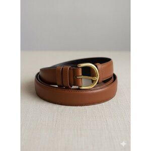 Coach Leather Vtg Womens Brown Leather Belt Adjustable Brass Buckle Logo Sz XL